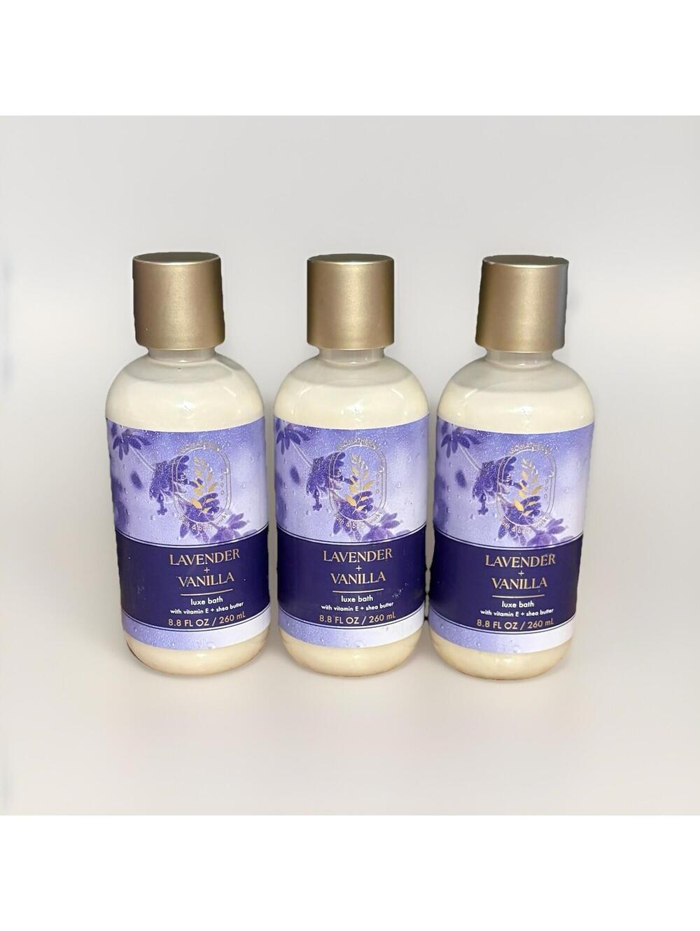 3 Pack Bath & Body Works Lavender + Vanilla Luxe Bath w/Vitamin E & Shea Butter